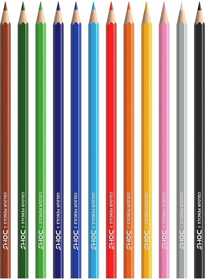 DOMS Colour Pencils 12 Shades | Super Soft | 3.8mm Core | Premium Quality | Export Pack - Image 2